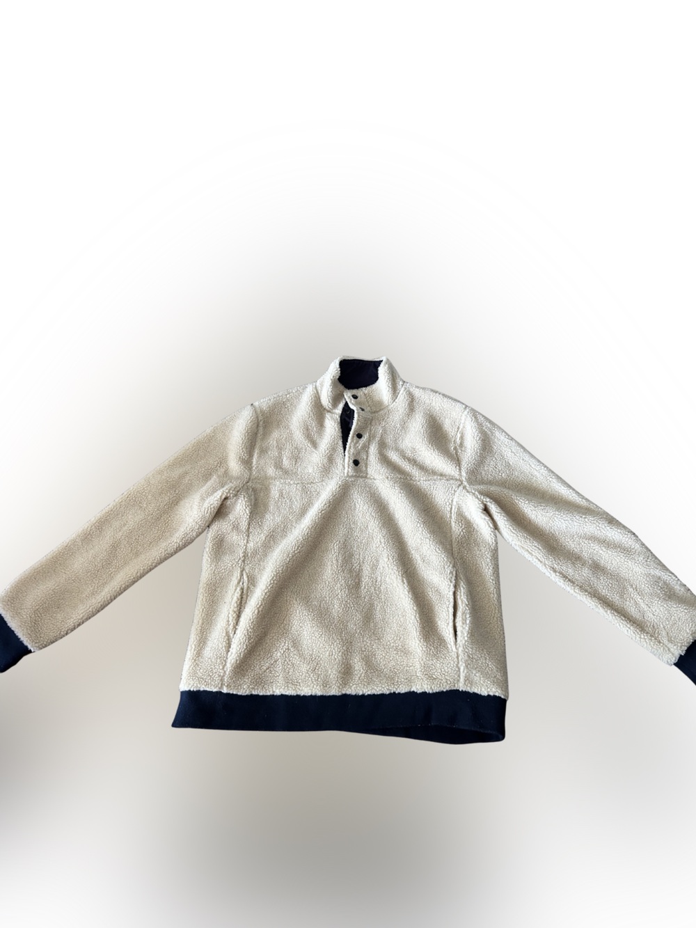 J. Crew Cream Sherpa Pullover with Black Trim